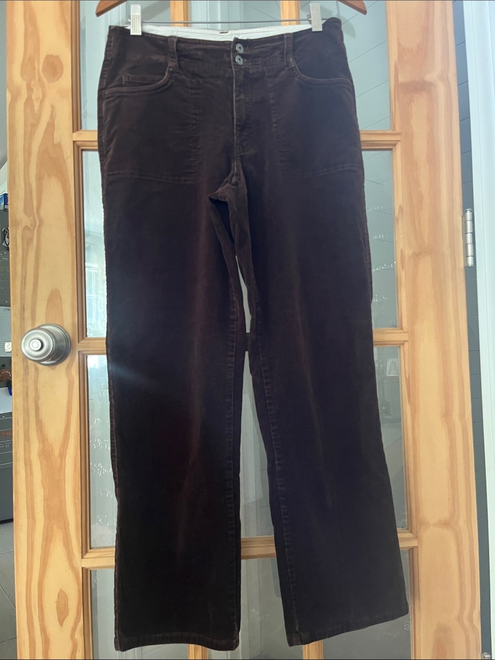 Liz Claiborne Audra Corduroy Pants patch pocket ~ 10 petite, chocolate brown